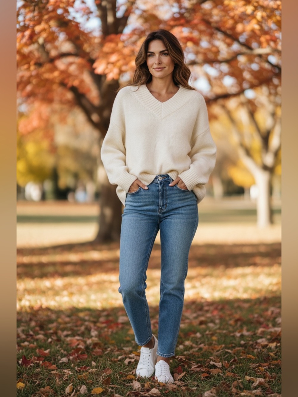 A New Day Cream V-Neck Cozy Knit Sweater